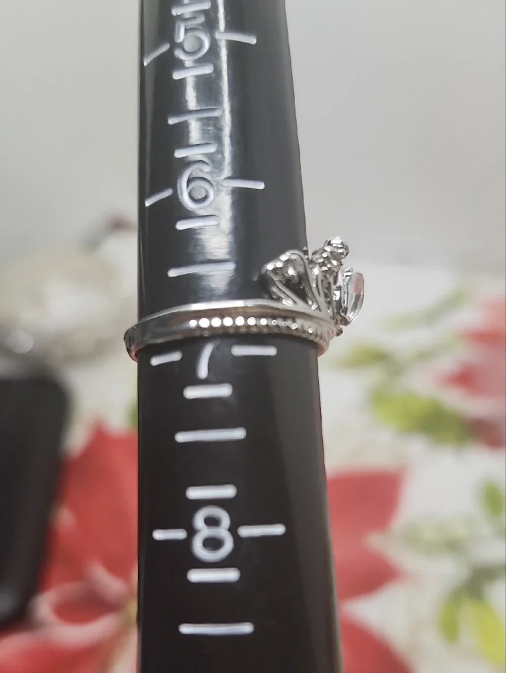 Silver Crown Ring with Clear Gemstone - Women Jewelry